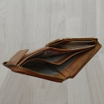 Echt Leder Herren Portemonnaie Vintage Design mit rundum Reißverschluss Geldbörse